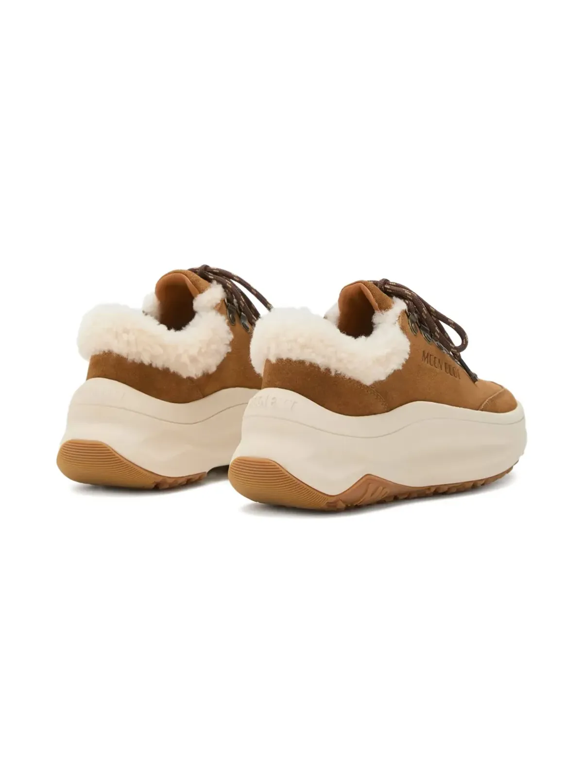 Moon Boot Kids Moon247 City ブラウン ロゴ入りレースアップスニーカー - 画像3