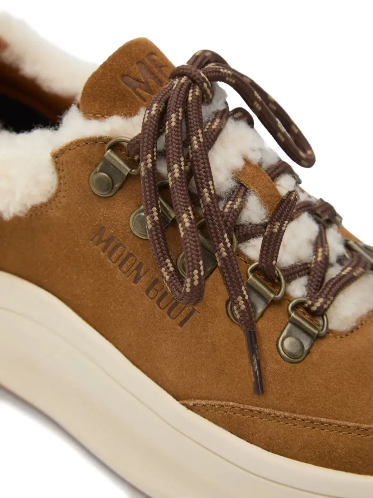 Moon Boot Kids Moon247 City ブラウン ロゴ入りレースアップスニーカー - 画像4