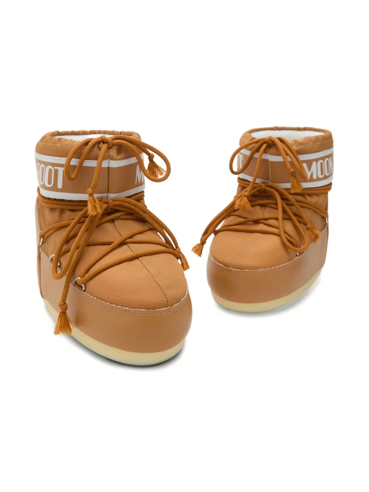 Moon Boot Kids アイコン ロー ブラウン レースアップ ロゴ ブーツ - 画像2
