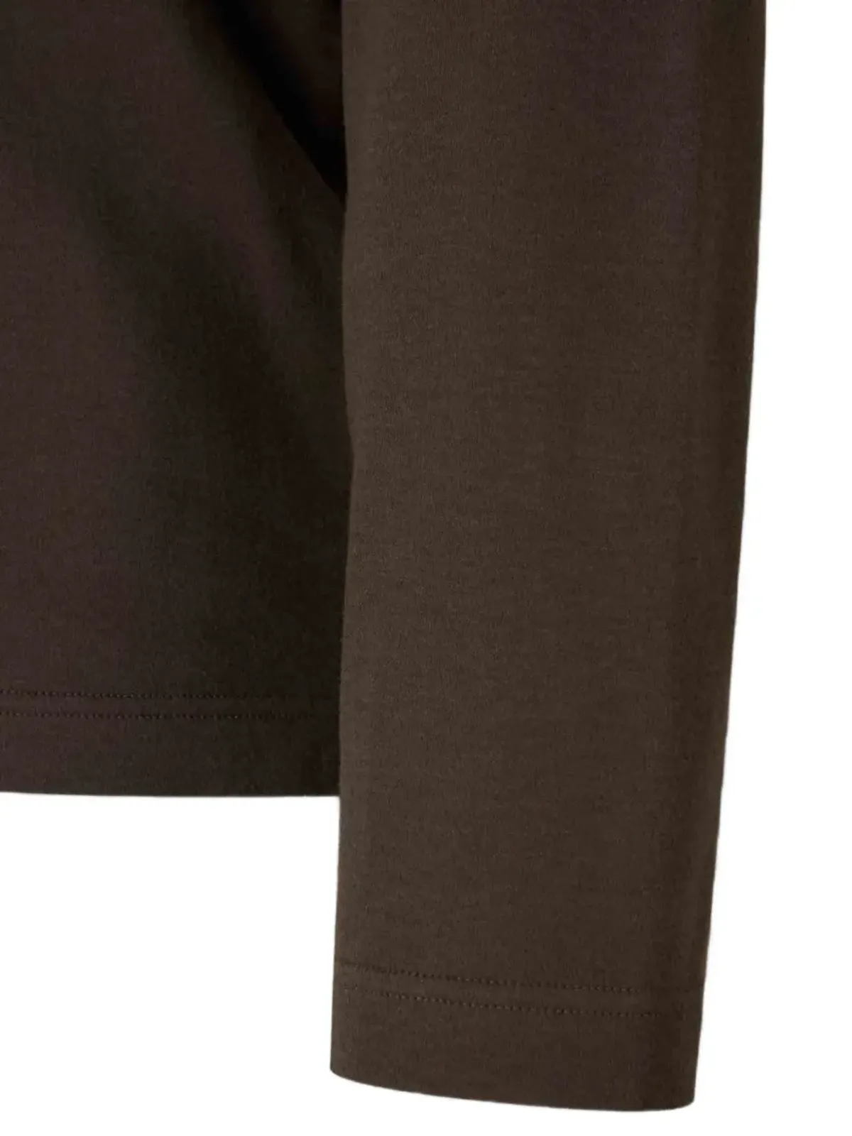 Canali ブラウンの長袖リブトリムポロシャツ - 画像4