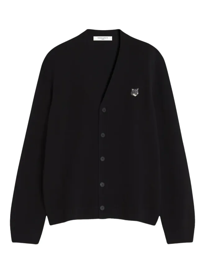 Maison Kitsuné Maison Kitsuné Fox Head-detail wool cardigan - Blackの商品画像