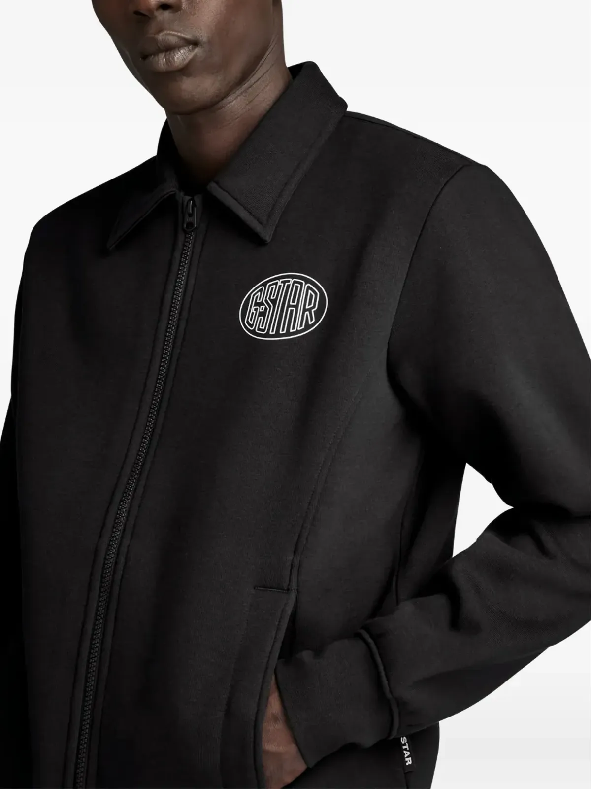 G-Star RAW ロゴ刺繍ジップアップスウェットシャツ - ブラック - 画像2