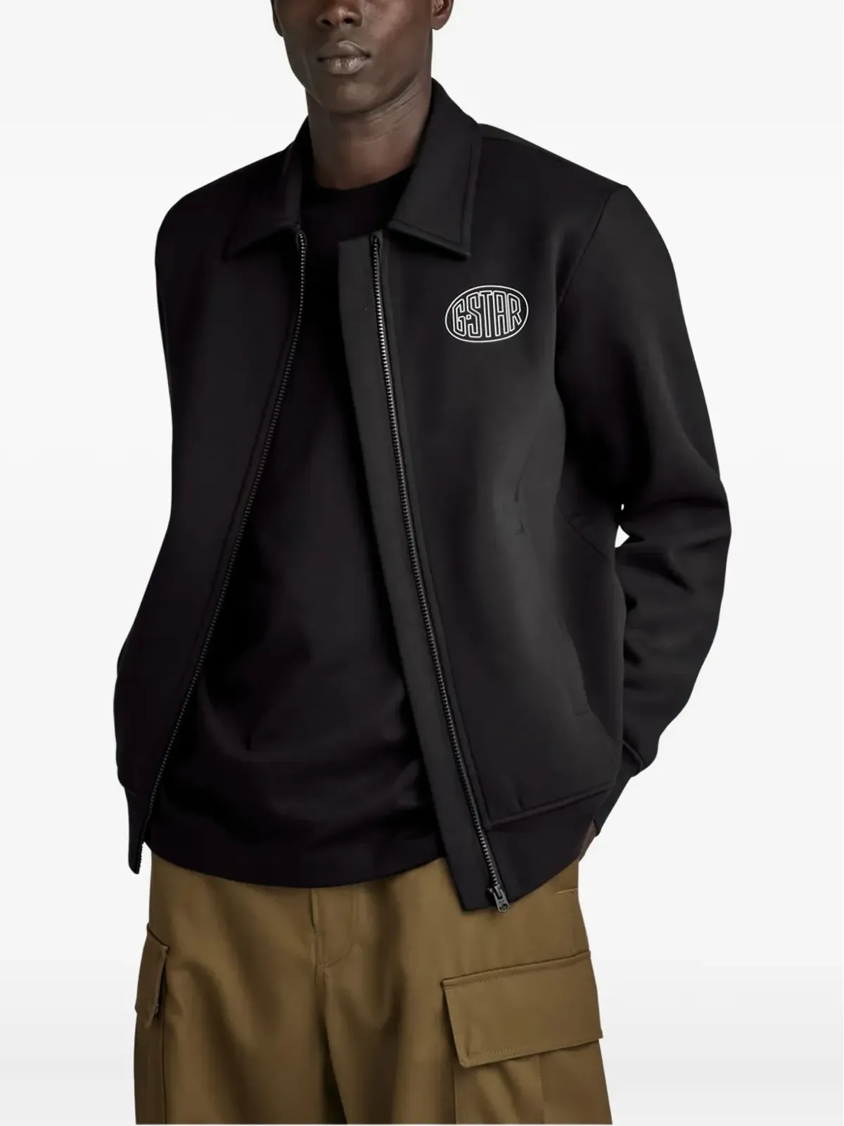 G-Star RAW ロゴ刺繍ジップアップスウェットシャツ - ブラック - 画像3