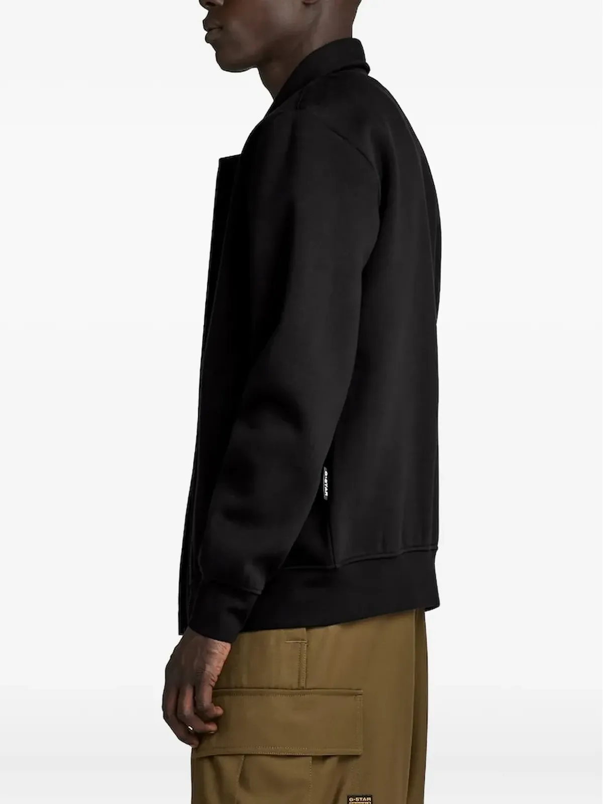 G-Star RAW ロゴ刺繍ジップアップスウェットシャツ - ブラック - 画像4