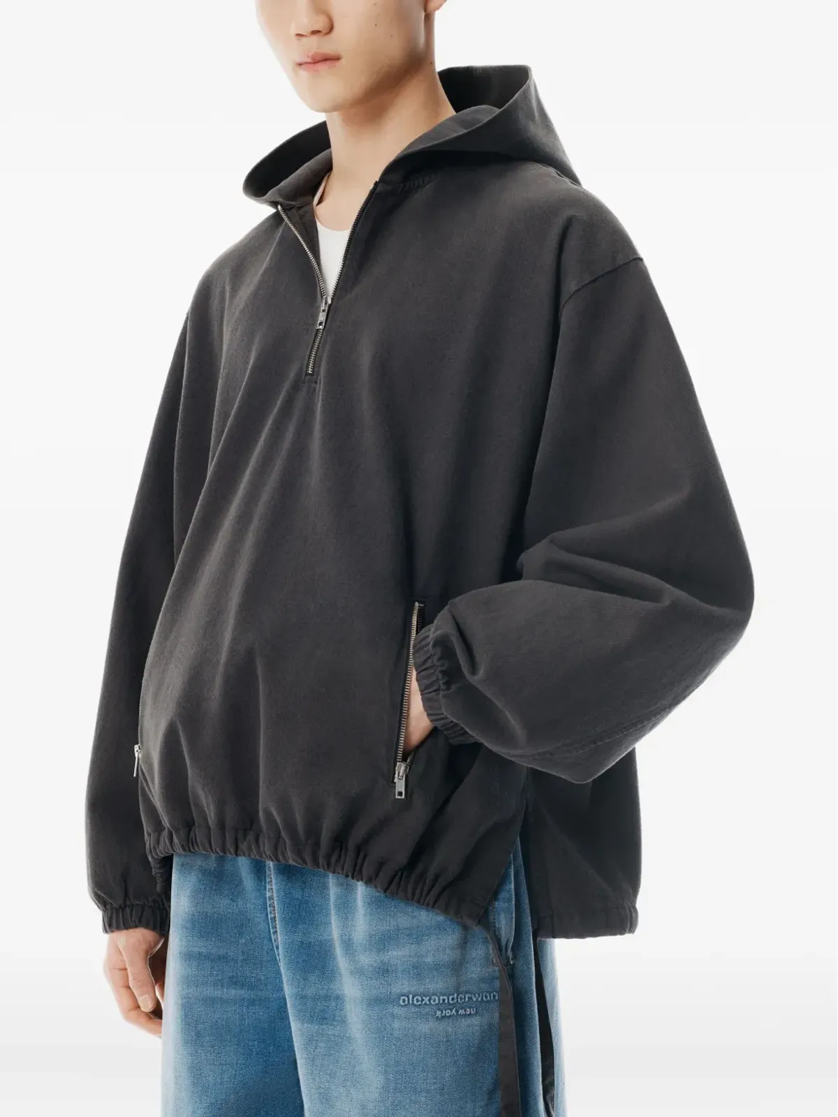 Alexander Wang 半ジップ・ドローストリングウェスト フーディ - 画像5