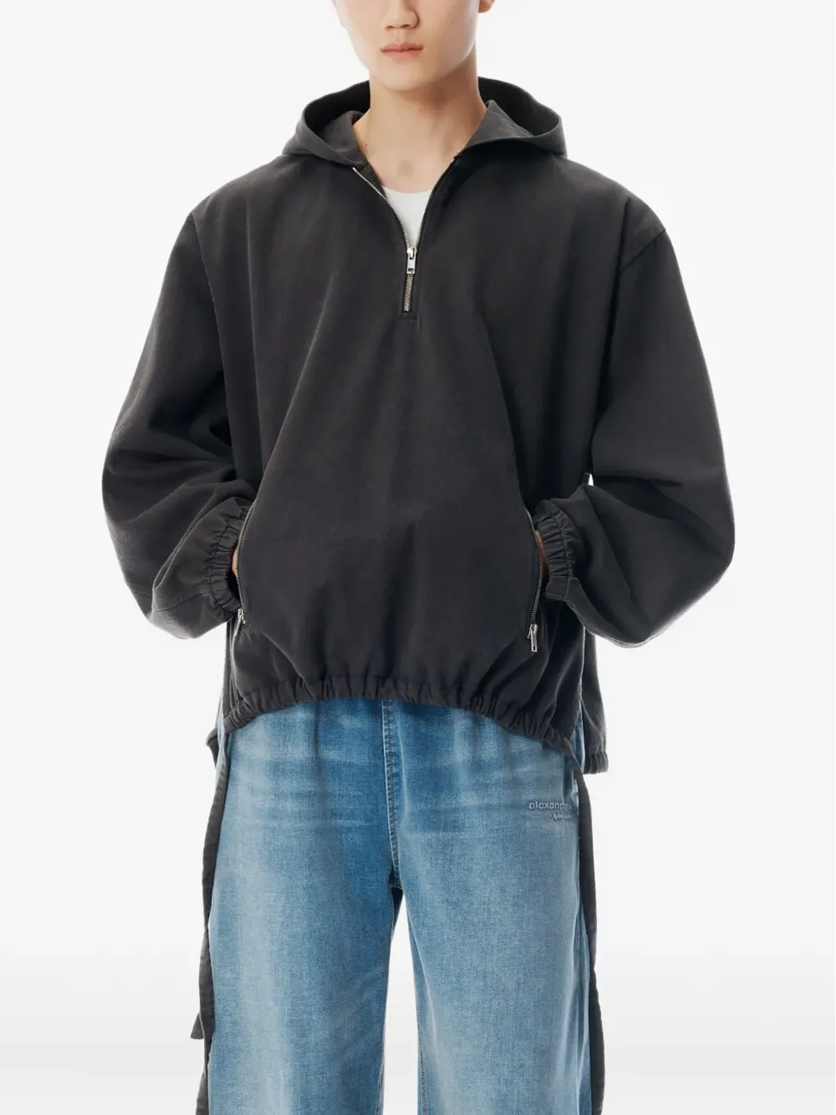 Alexander Wang 半ジップ・ドローストリングウェスト フーディ - 画像4