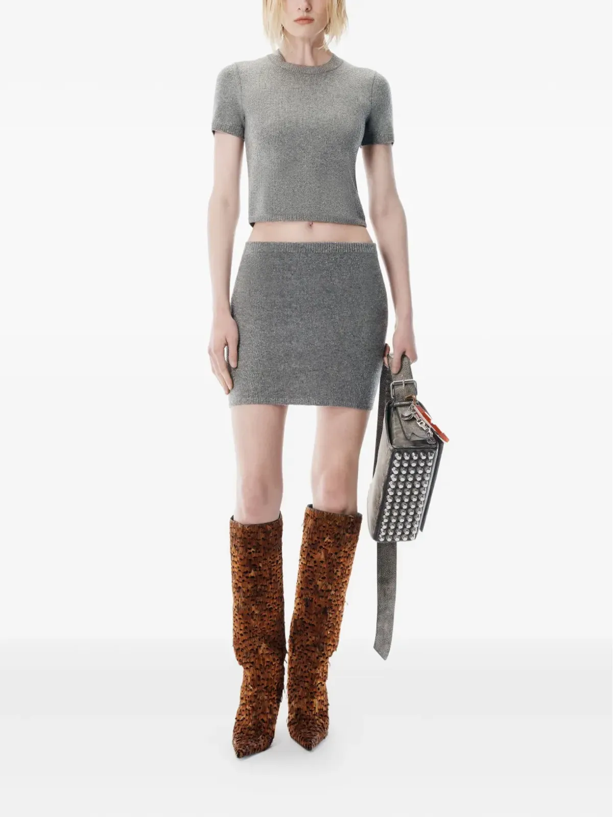 Alexander Wang リブ編みミニスカート - グレー - 画像2