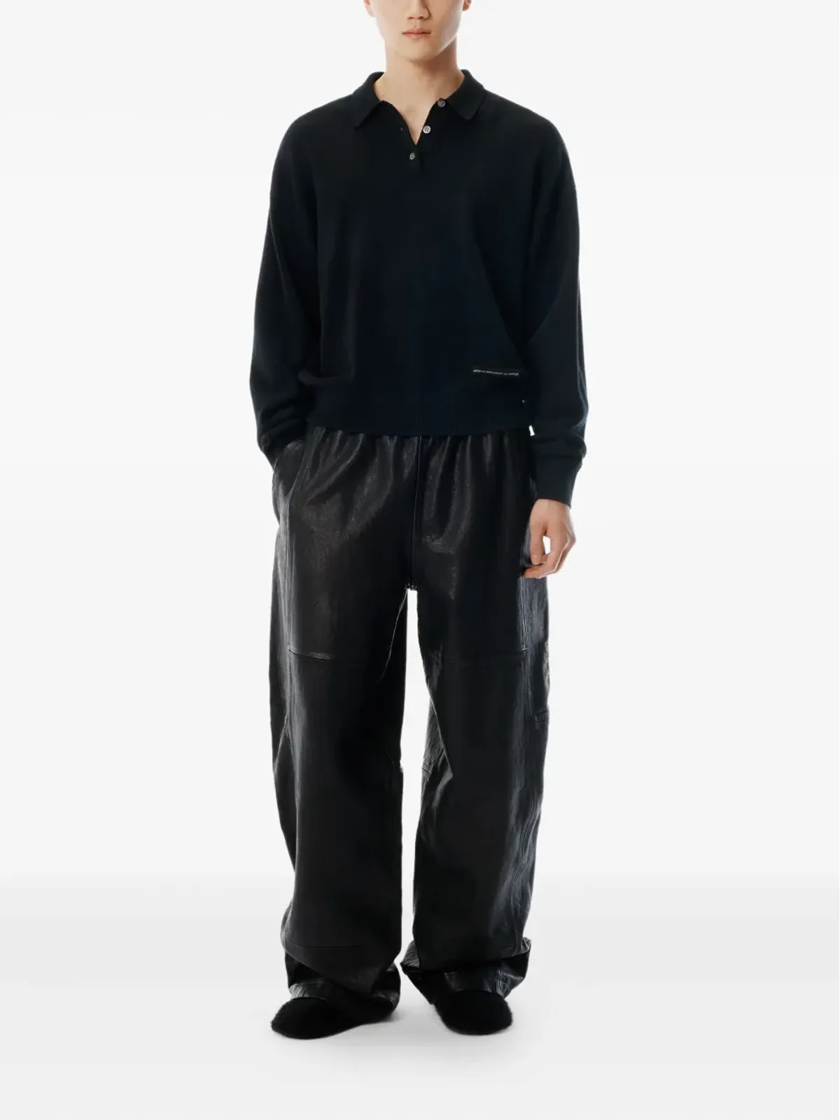 Alexander Wang ロゴパッチ長袖ポロシャツ - 画像2