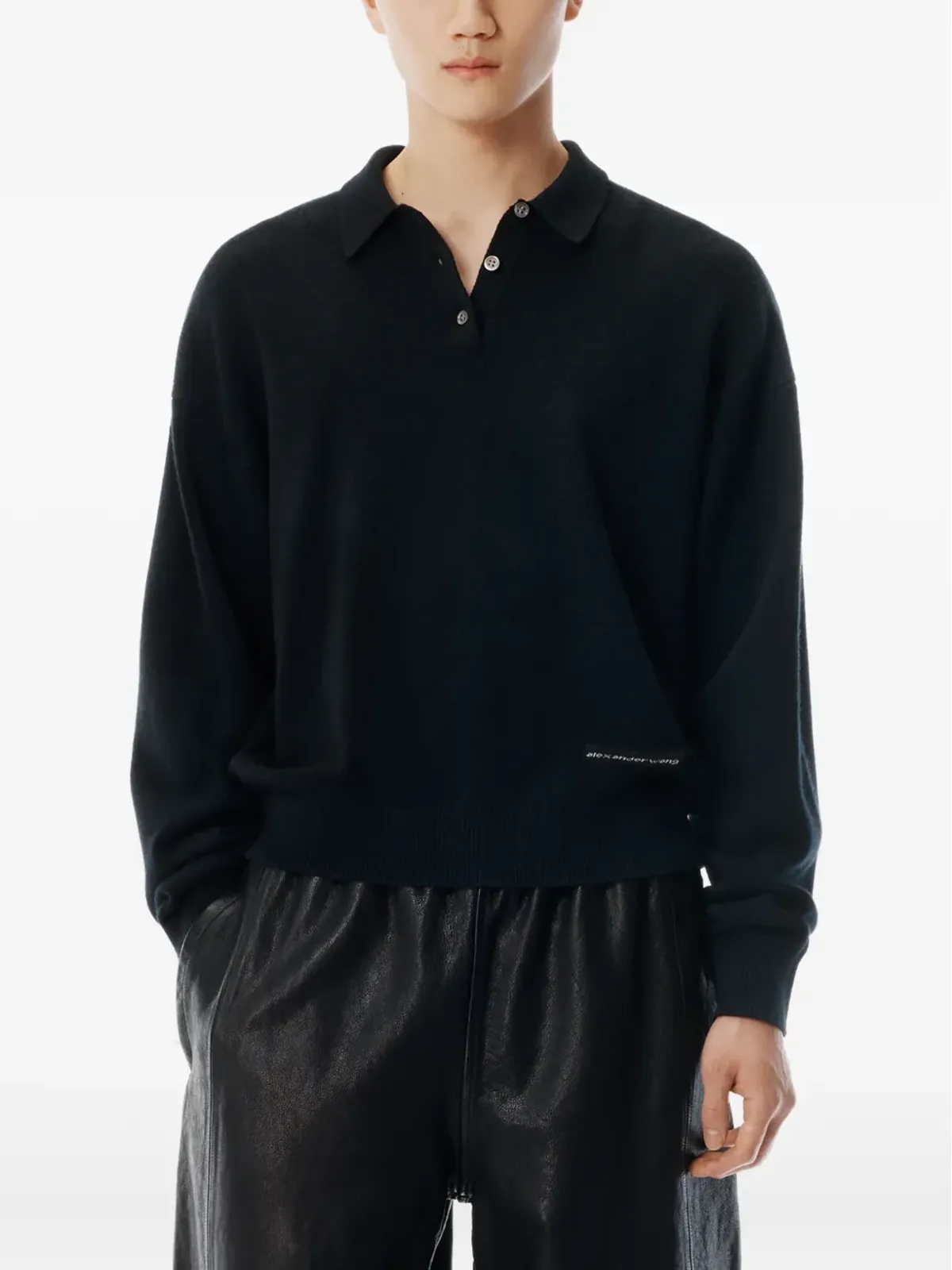 Alexander Wang ロゴパッチ長袖ポロシャツ - 画像4