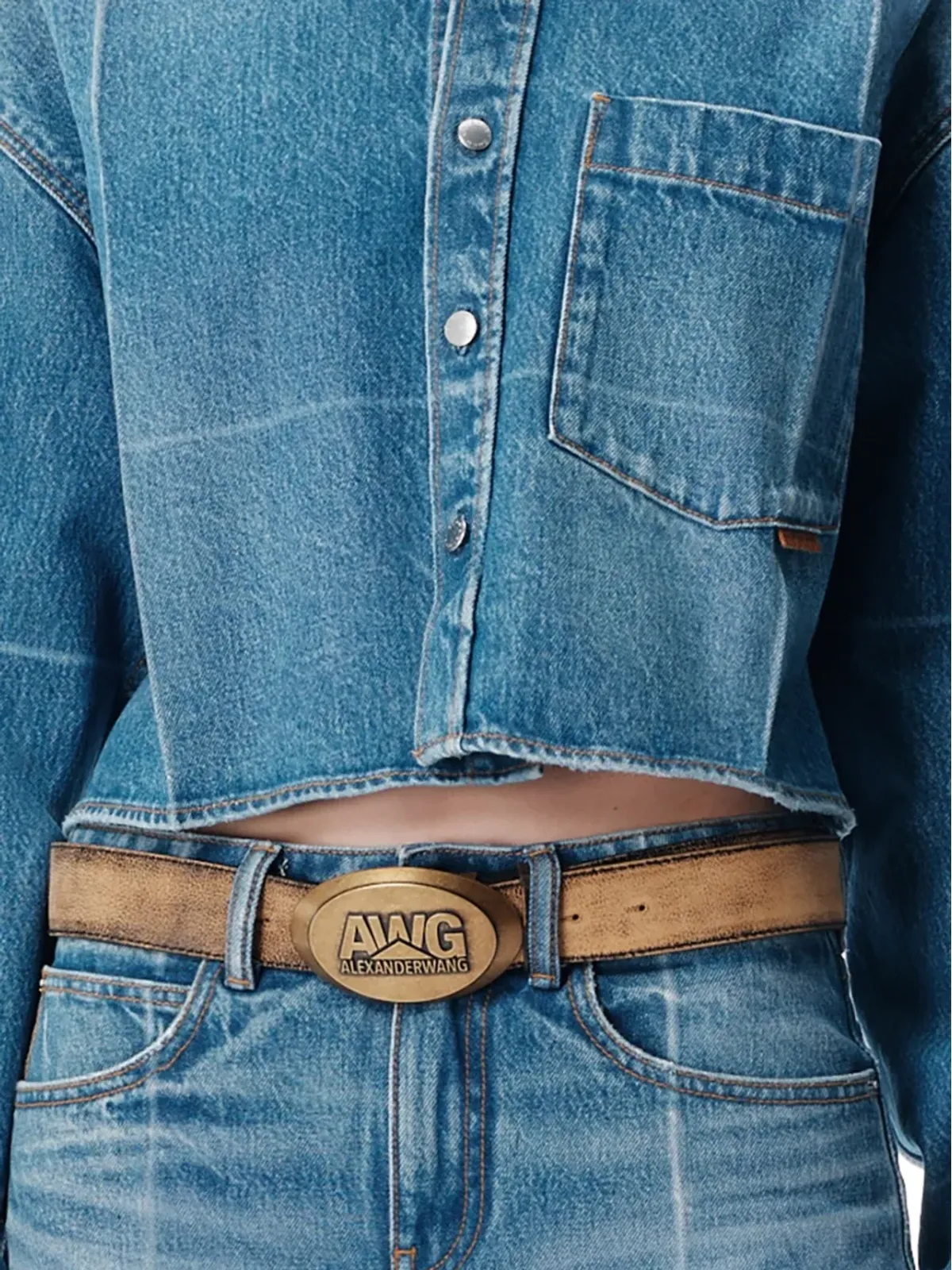 Alexander Wang フェードド・フォールド・ライン・シャツ ブルー - 画像5