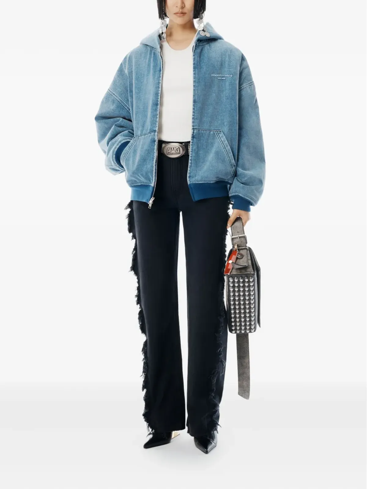 Alexander Wang フロート フレイド・シーム デニムジーンズ ブラック - 画像2