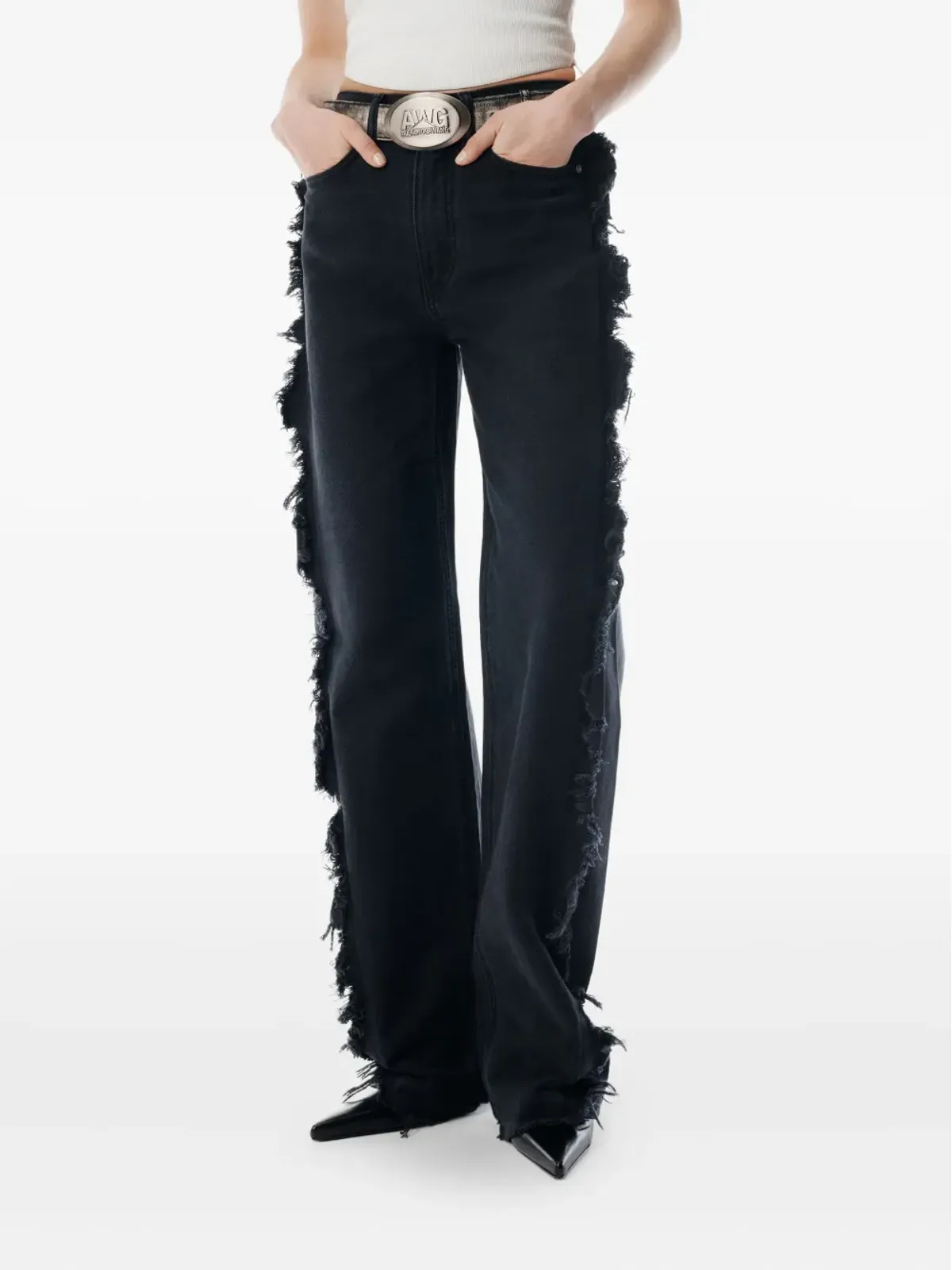 Alexander Wang フロート フレイド・シーム デニムジーンズ ブラック - 画像4