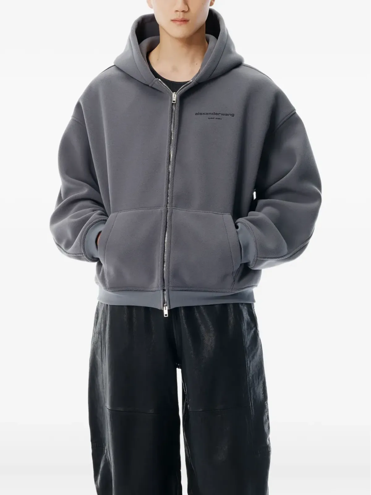 Alexander Wang ロゴディテール ジップアップフーディ - 画像4
