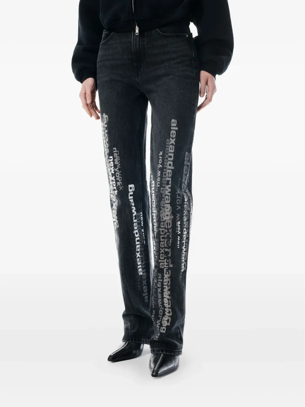 Alexander Wang EZロゴプリントジーンズ ブラック - 画像5
