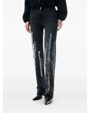 Alexander Wang EZロゴプリントジーンズ ブラック - サムネイル5