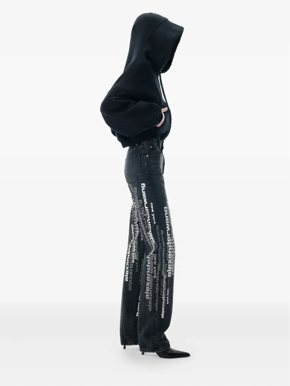 Alexander Wang EZロゴプリントジーンズ ブラック - 画像3