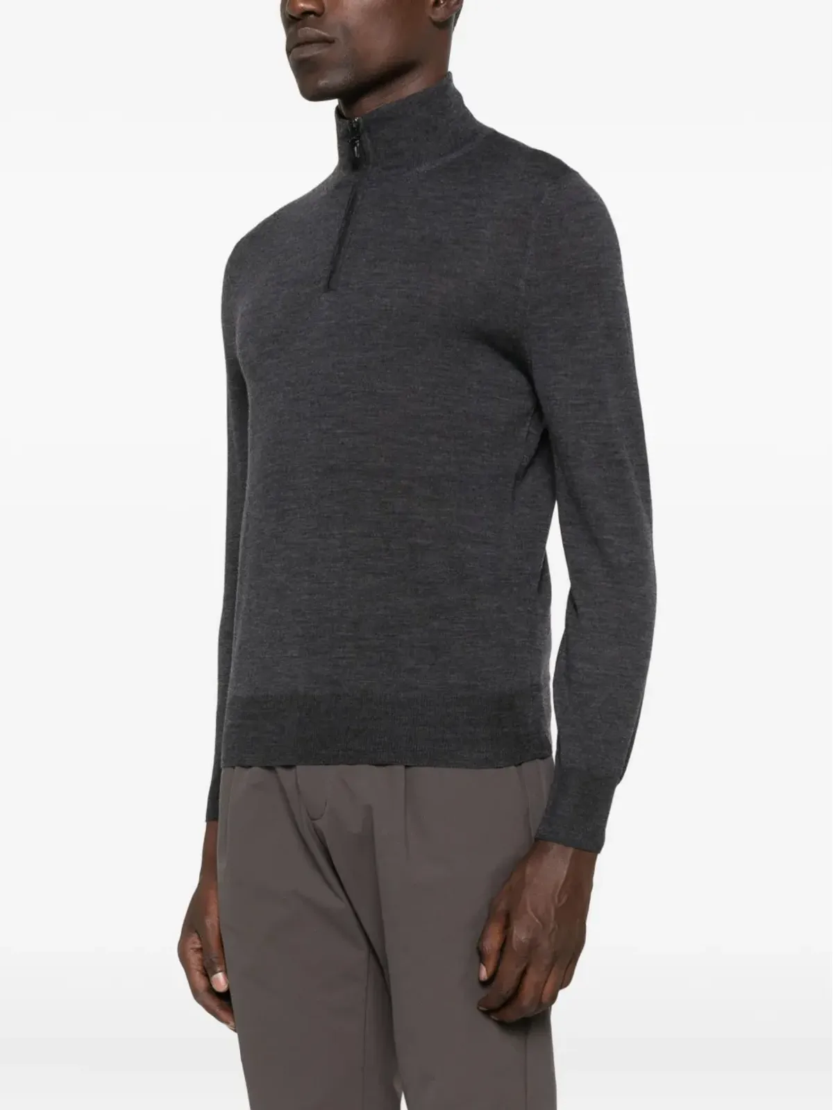 Canali ジップネック ウールセーター - 画像3