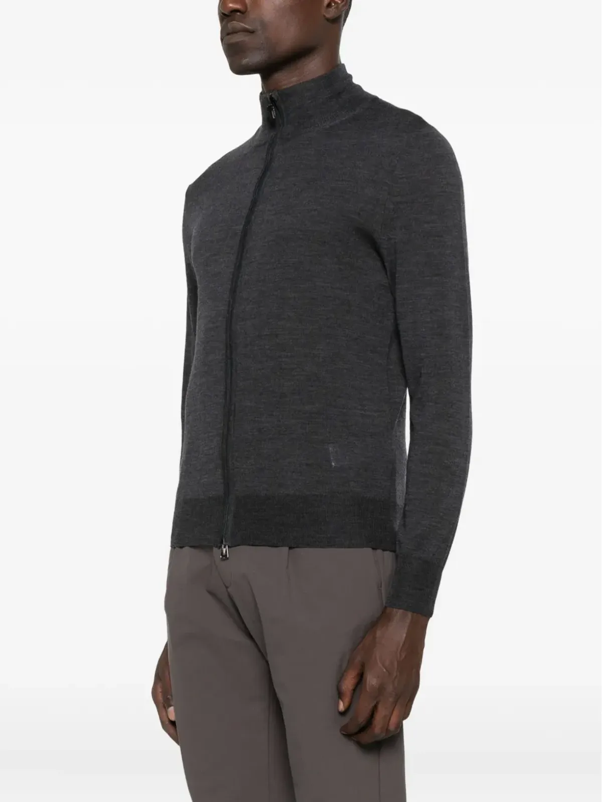 Canali ジップフロント ウール カーディガン - 画像3