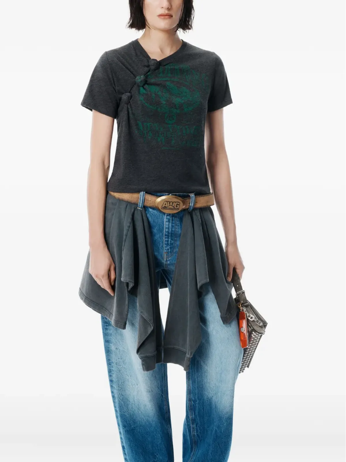 Alexander Wang 結び目入りグラフィックTシャツ - ブラック - 画像5