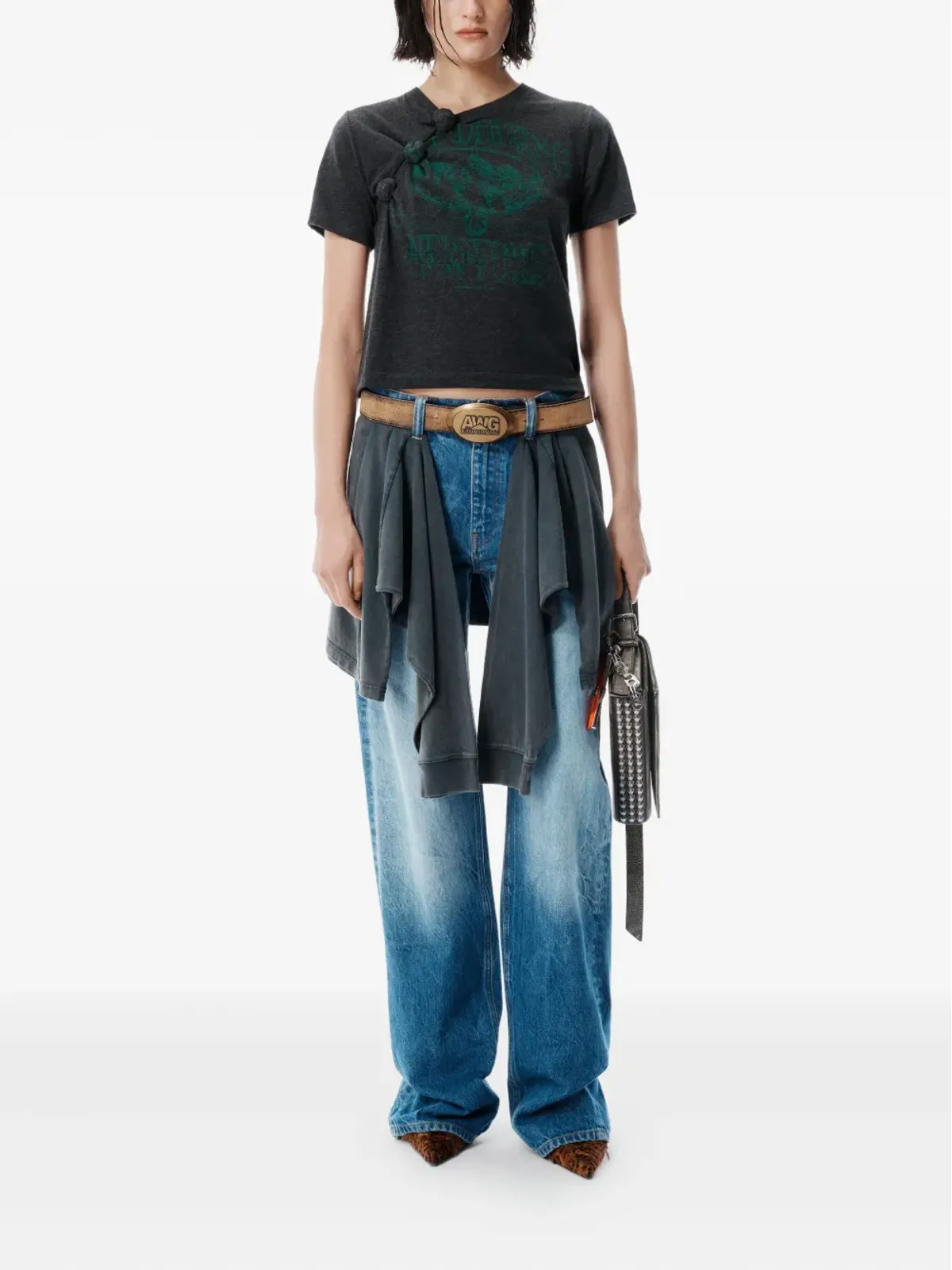 Alexander Wang 結び目入りグラフィックTシャツ - ブラック - 画像2