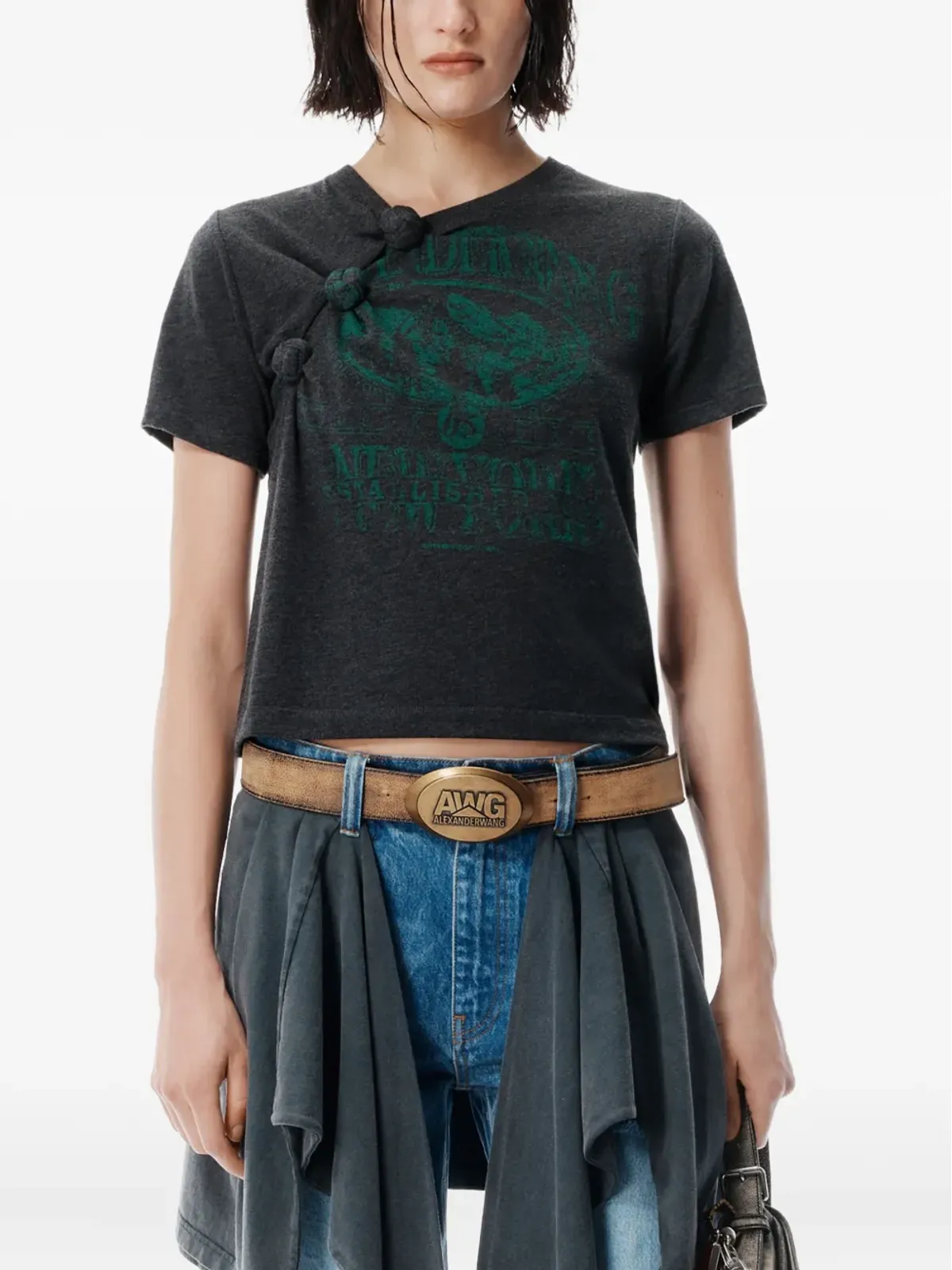 Alexander Wang 結び目入りグラフィックTシャツ - ブラック - 画像4