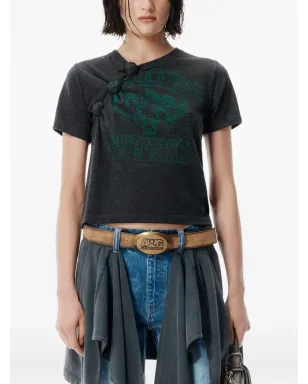Alexander Wang 結び目入りグラフィックTシャツ - ブラック - サムネイル4