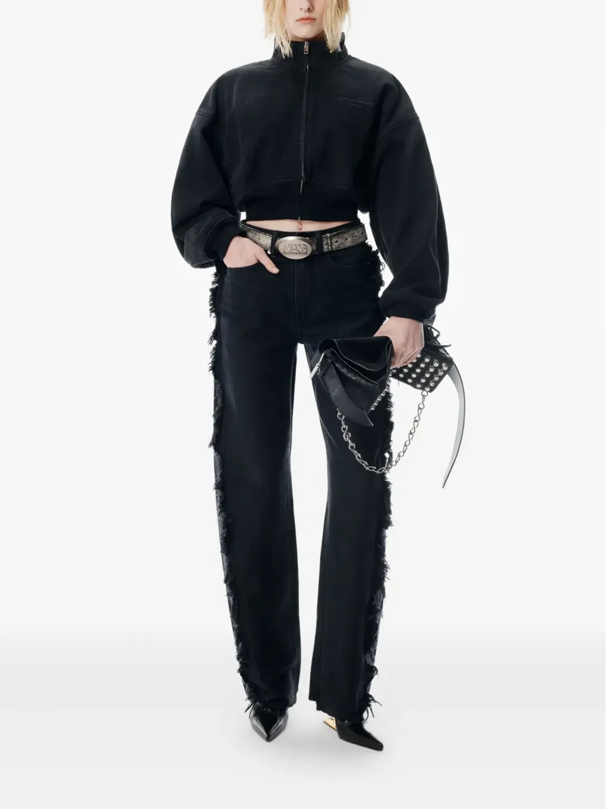 Alexander Wang スタンドカラー ジップアップ ボンバージャケット ブラック - 画像2