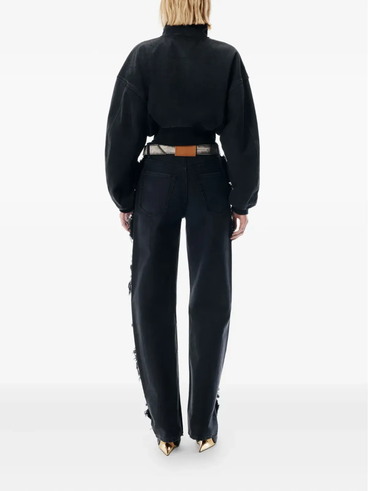 Alexander Wang スタンドカラー ジップアップ ボンバージャケット ブラック - 画像3