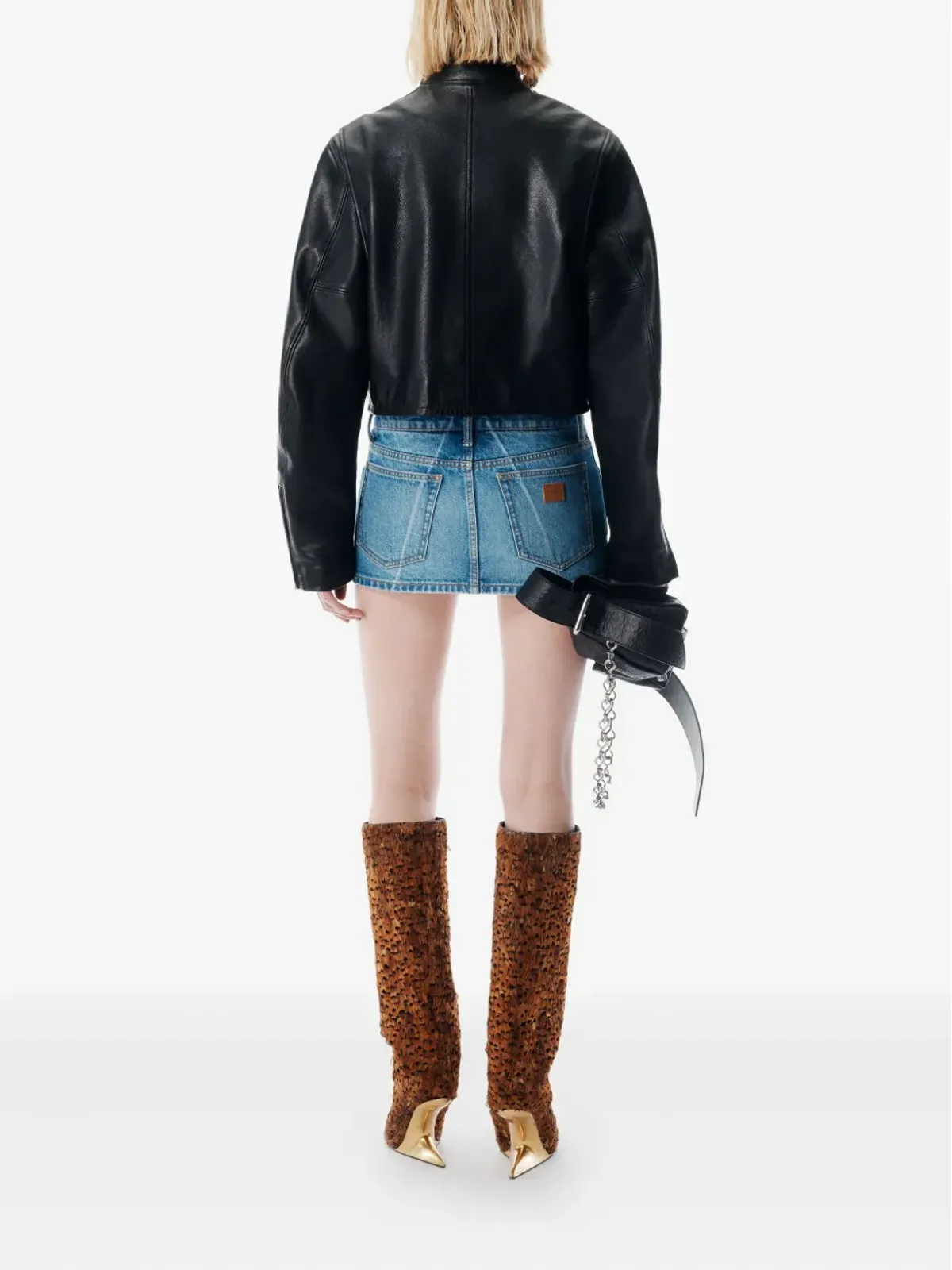 Alexander Wang 褪色折り目デニムスカート ブルー - 画像3