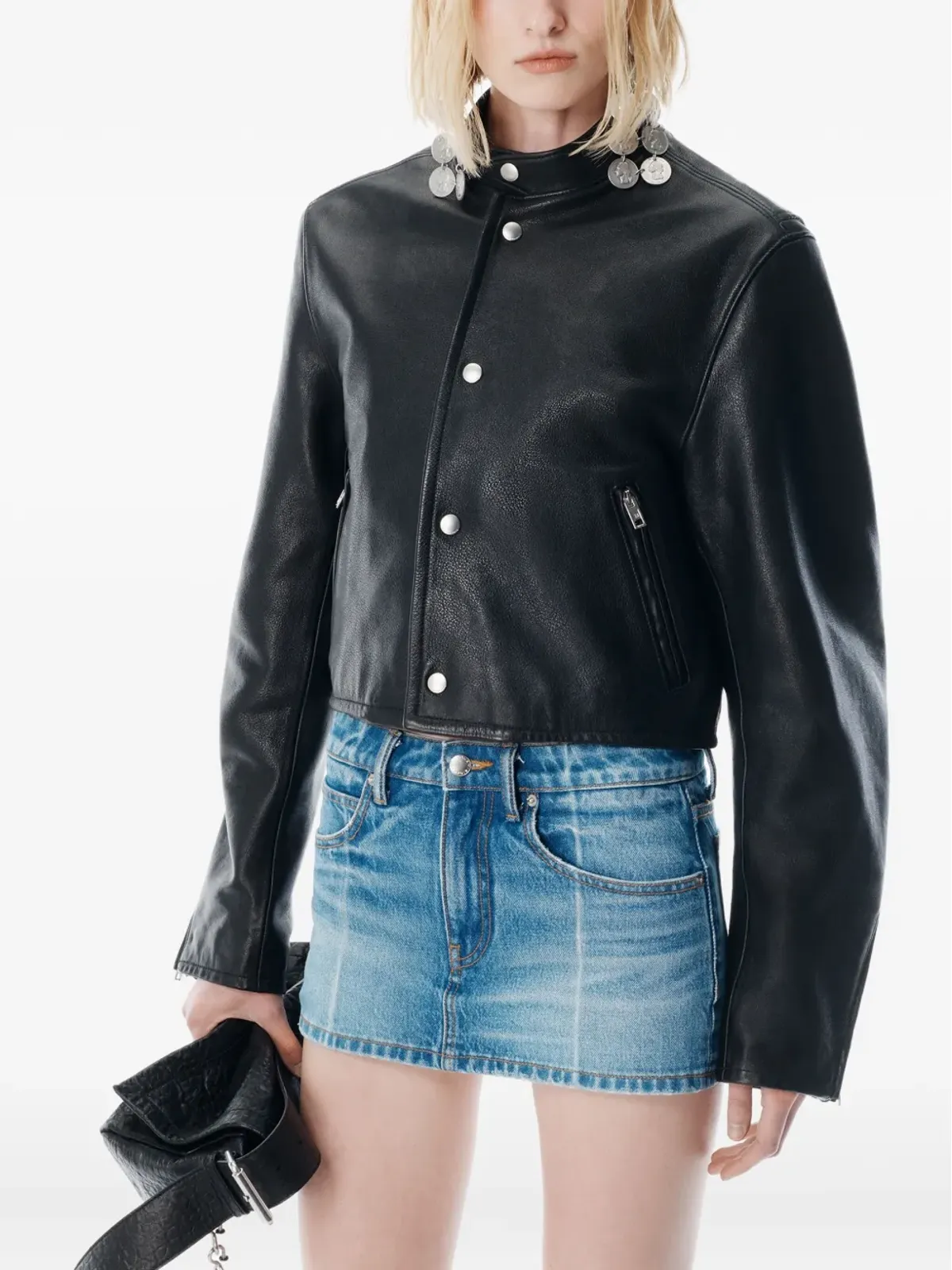 Alexander Wang 褪色折り目デニムスカート ブルー - 画像4