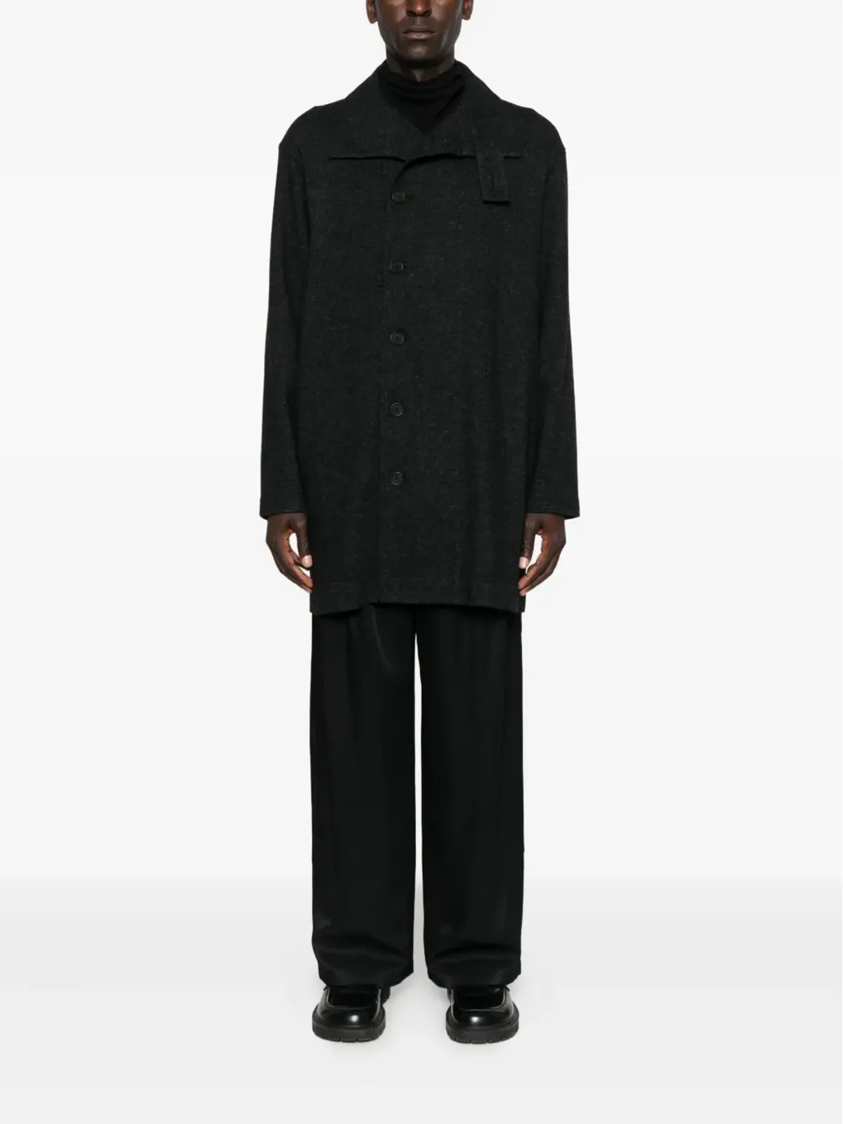 Yohji Yamamoto ボタン留めポケットコート - 画像2