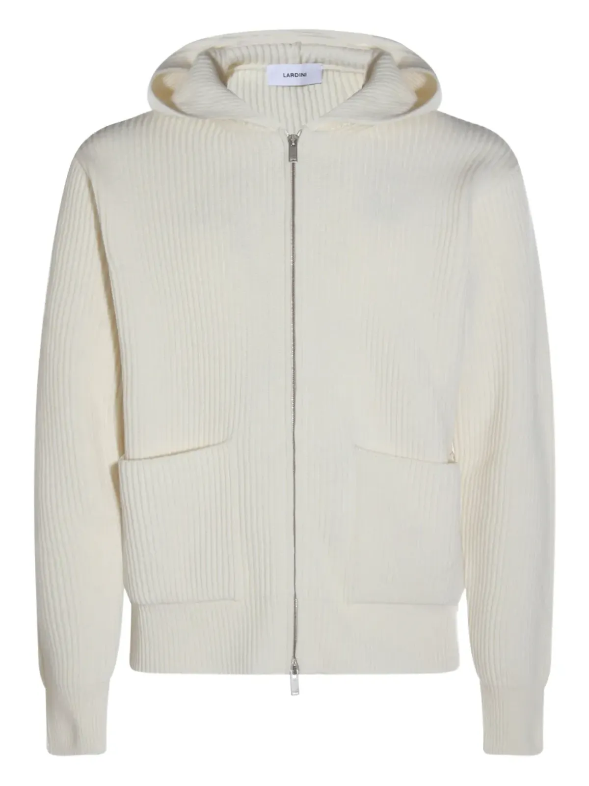 Lardini リブ編みジップアップニットフーディ - 画像1