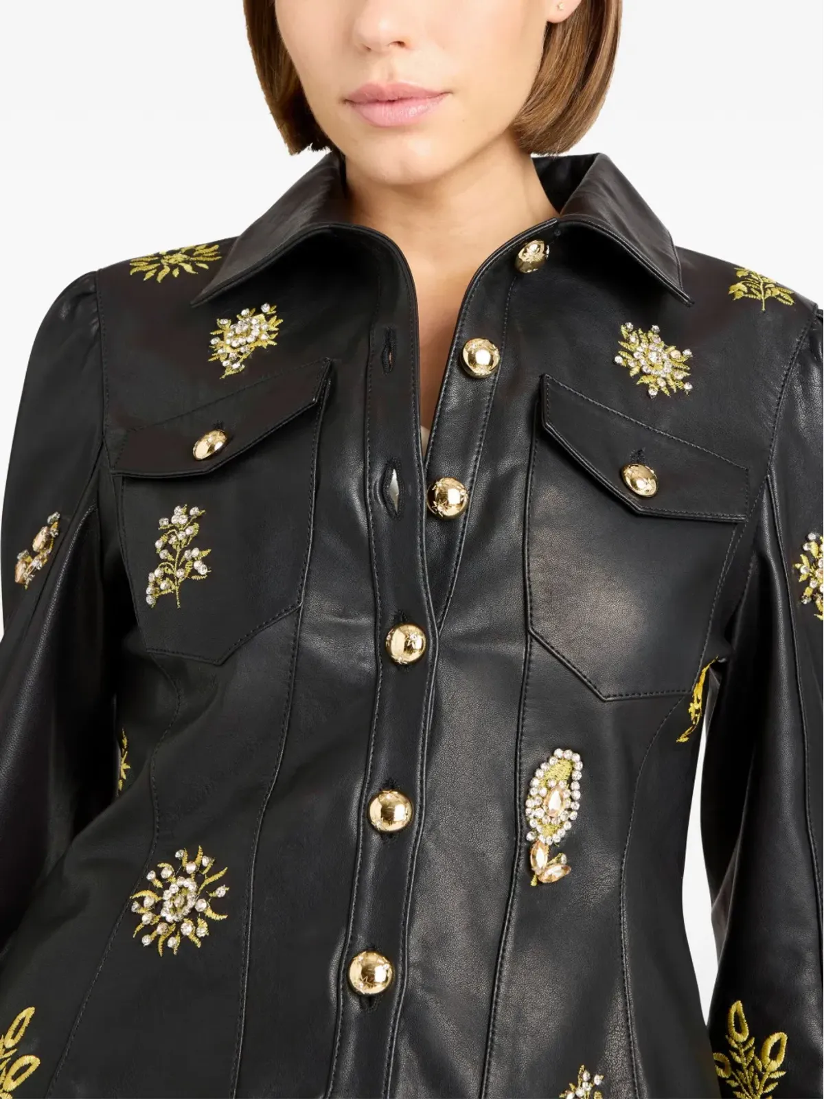 Cinq A Sept Leila Sarita embellished-leather jacket - Black - 画像5