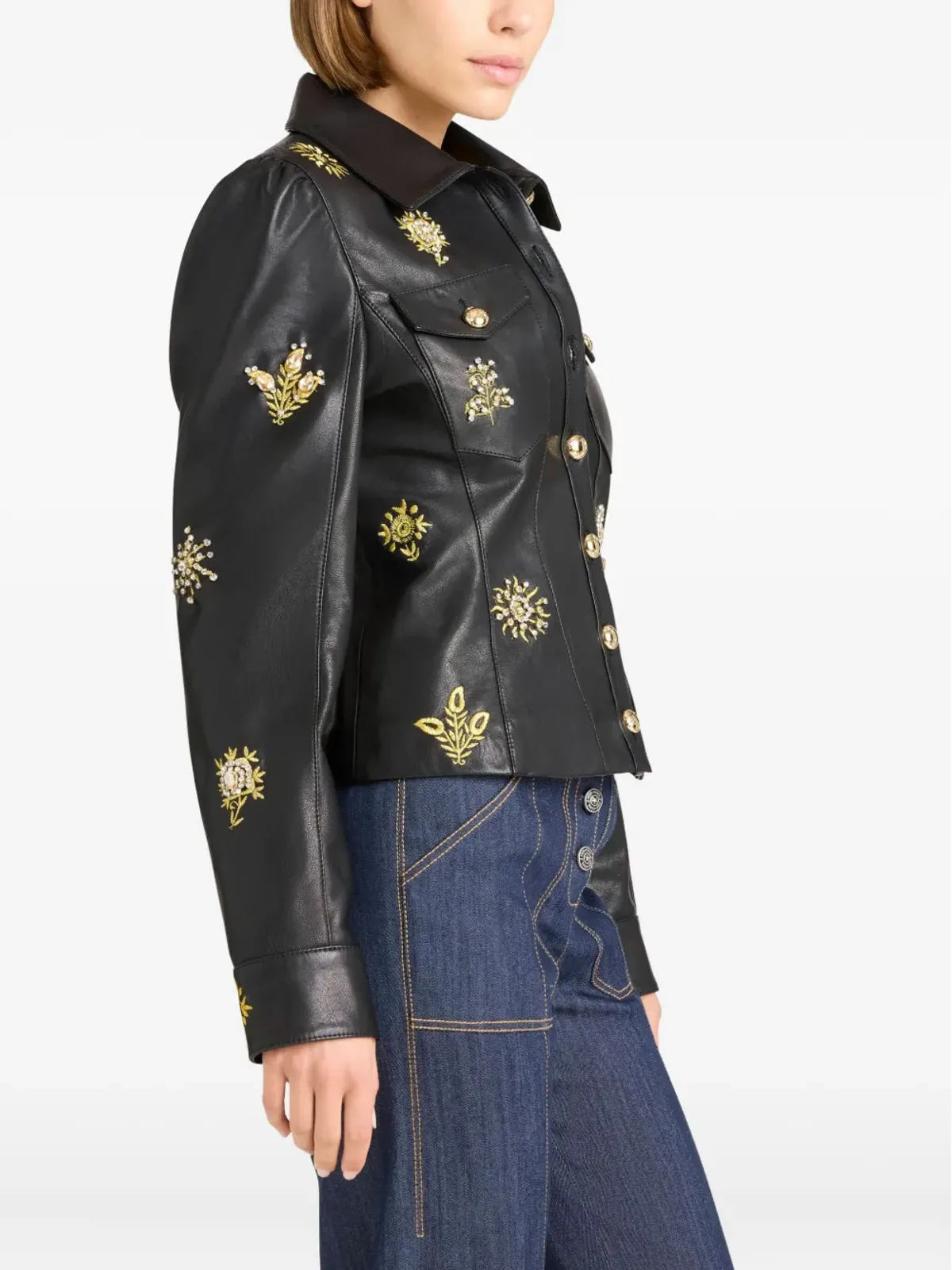 Cinq A Sept Leila Sarita embellished-leather jacket - Black - 画像3