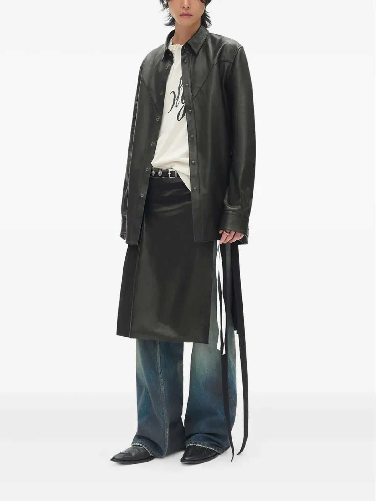 Ann Demeulemeester アシンメトリック コットン Tシャツ - 画像2