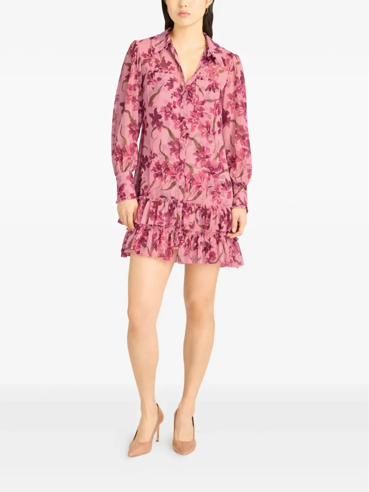 Cinq A Sept floral-print ruffled dress - 画像2