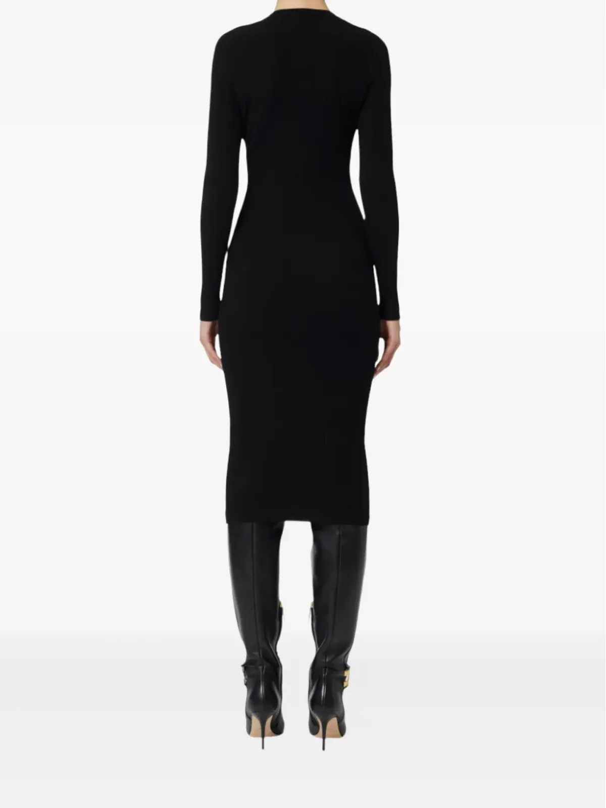 Elisabetta Franchi リブ編みボタン留めミディドレス - 画像3