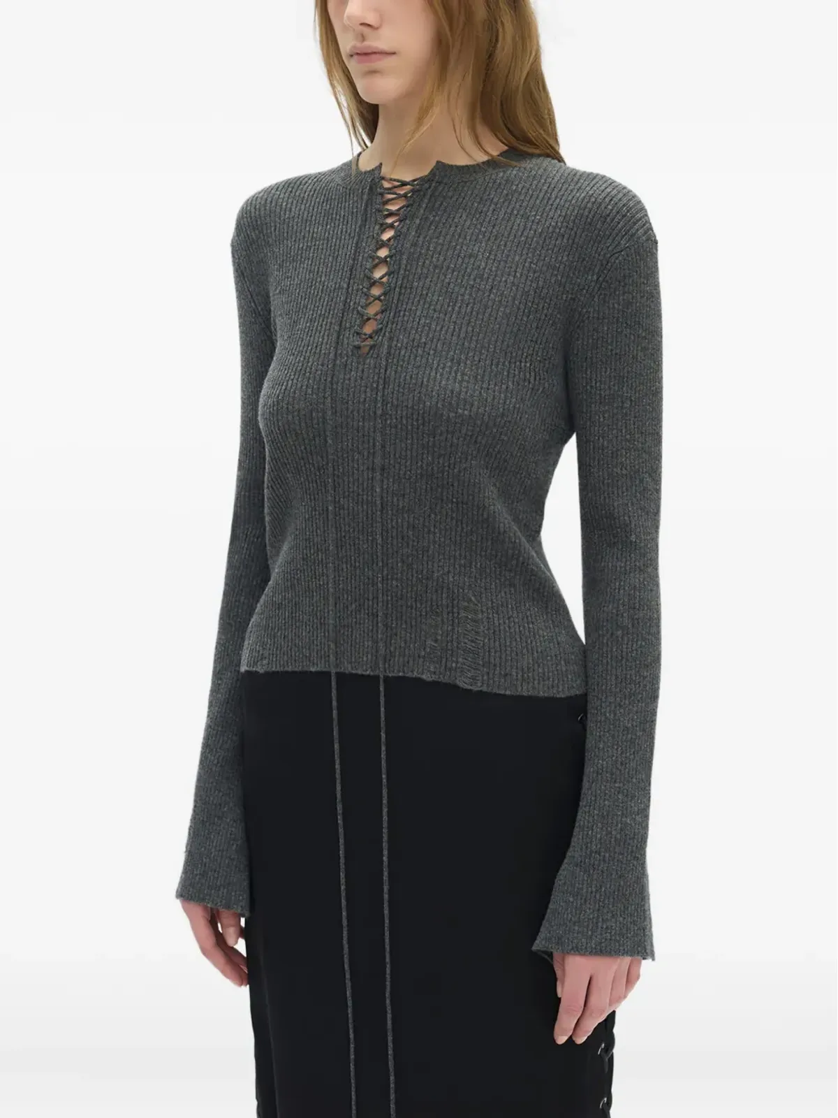 Ann Demeulemeester ディストレストリブトップ - 画像3