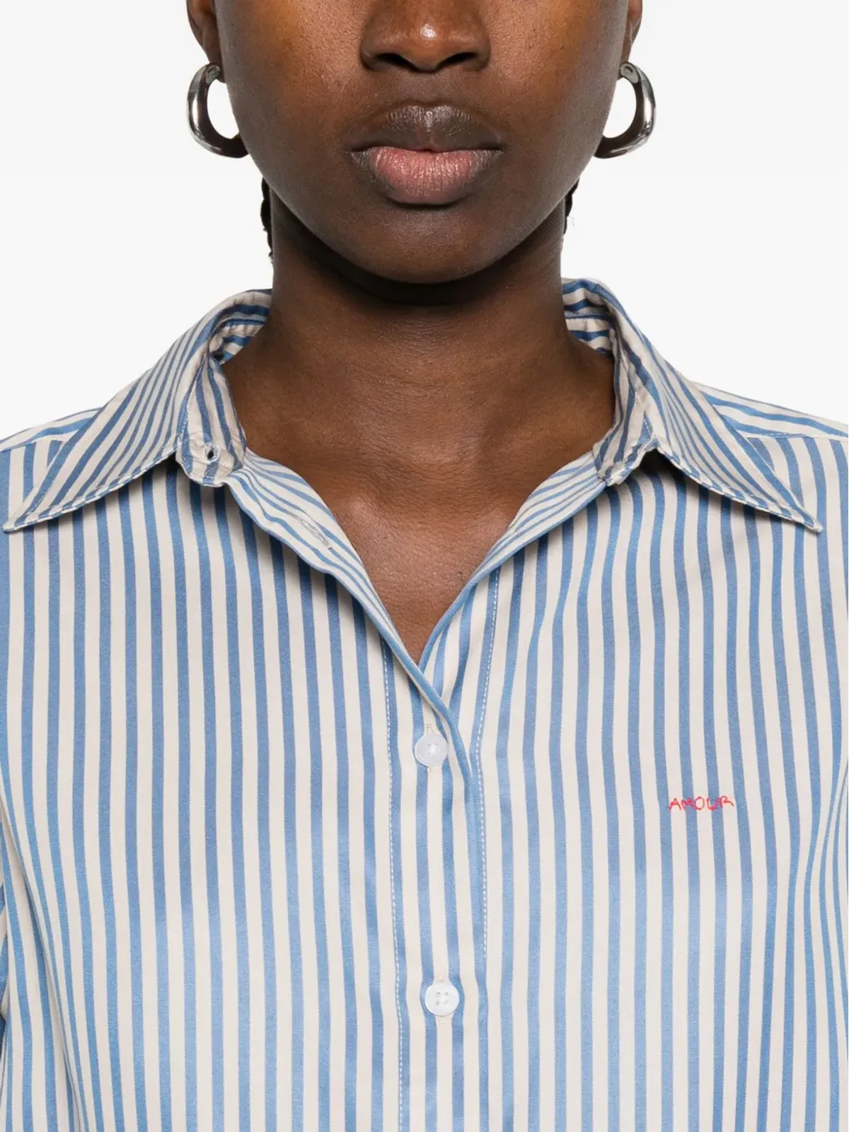 Maison Labiche Amour刺繍ストライプシャツ - 画像5