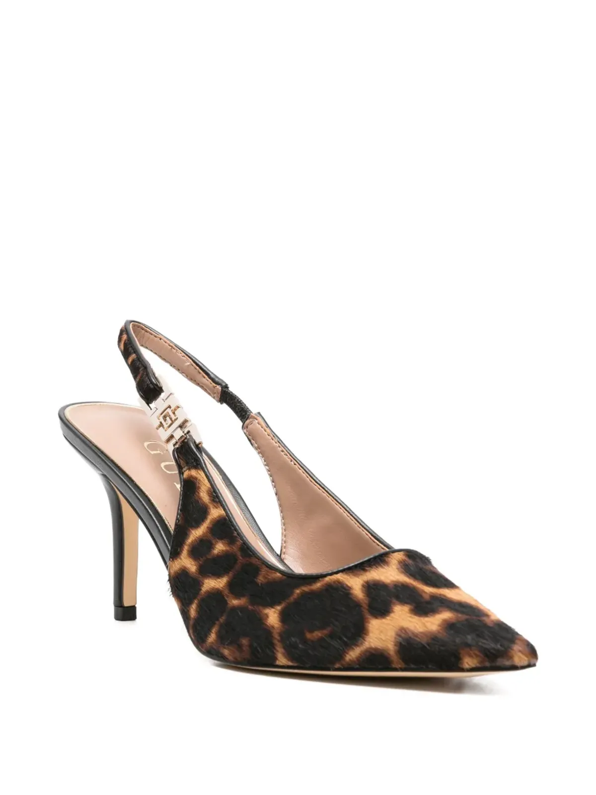GUESS USA レオパード柄スリングバックパンプス ブラウン - 画像2