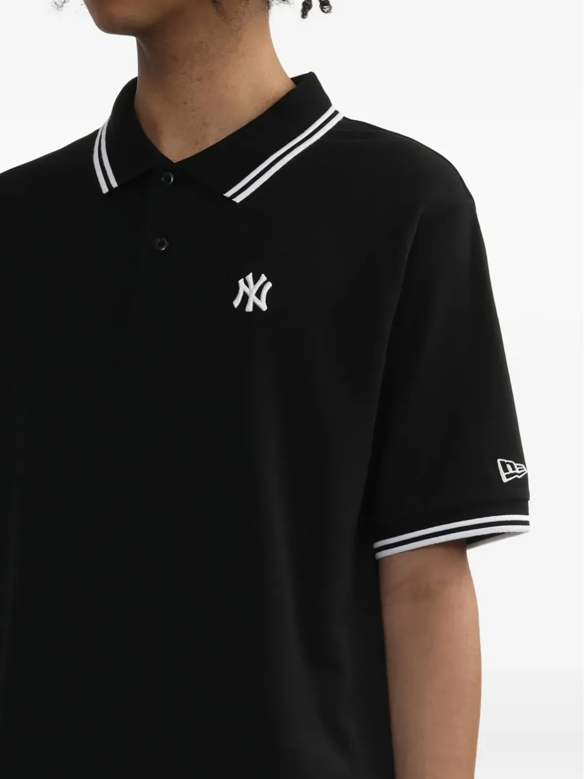 NEW ERA CAP tipped-collar logo polo shirt - Black - 画像5