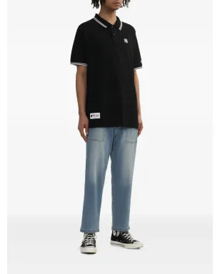 NEW ERA CAP tipped-collar logo polo shirt - Black - サムネイル2