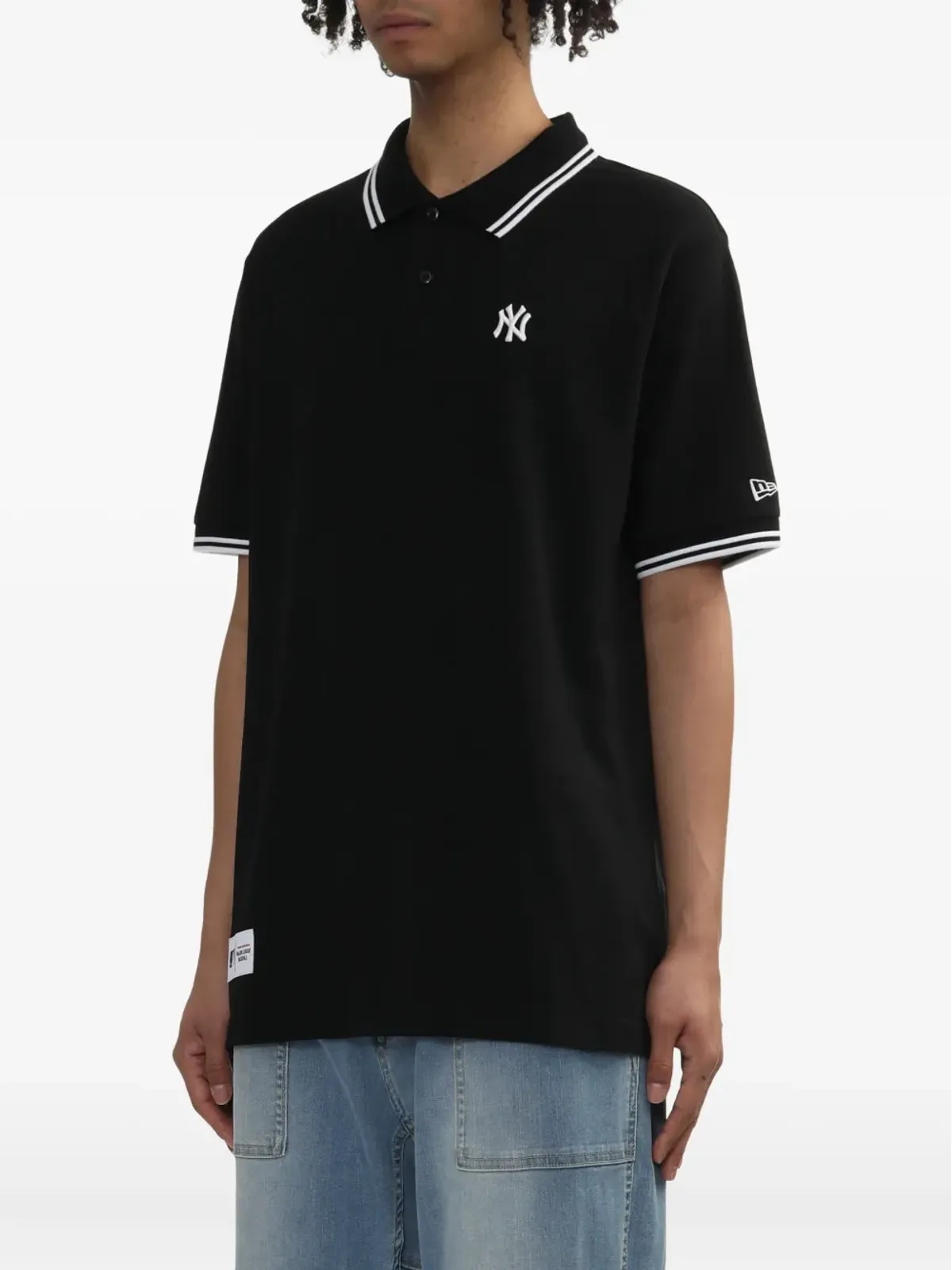 NEW ERA CAP tipped-collar logo polo shirt - Black - 画像3