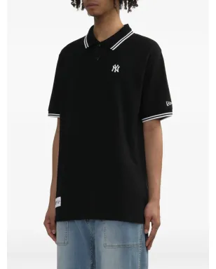 NEW ERA CAP tipped-collar logo polo shirt - Black - サムネイル3