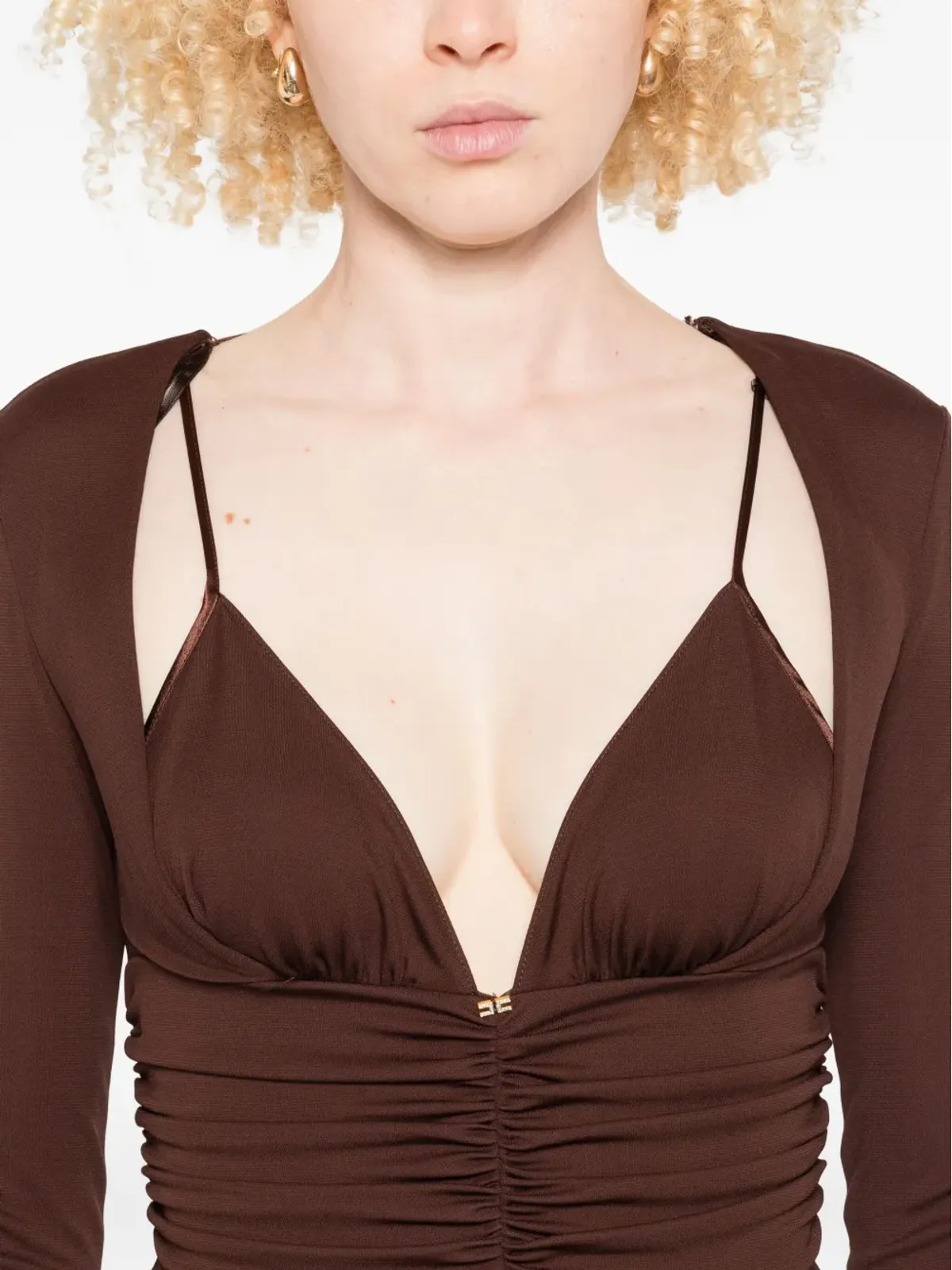 Elisabetta Franchi 長袖寄せディテールのボディ - 画像5