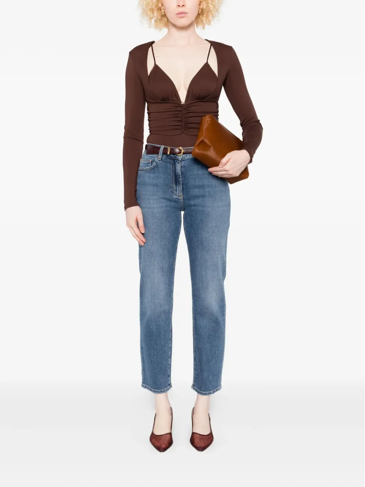 Elisabetta Franchi 長袖寄せディテールのボディ - 画像2
