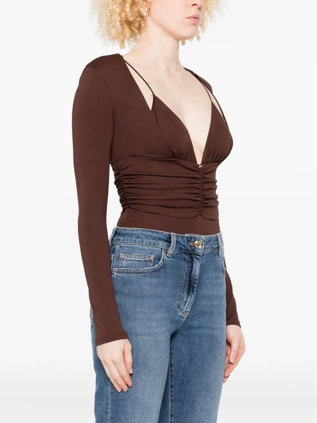 Elisabetta Franchi 長袖寄せディテールのボディ - 画像3