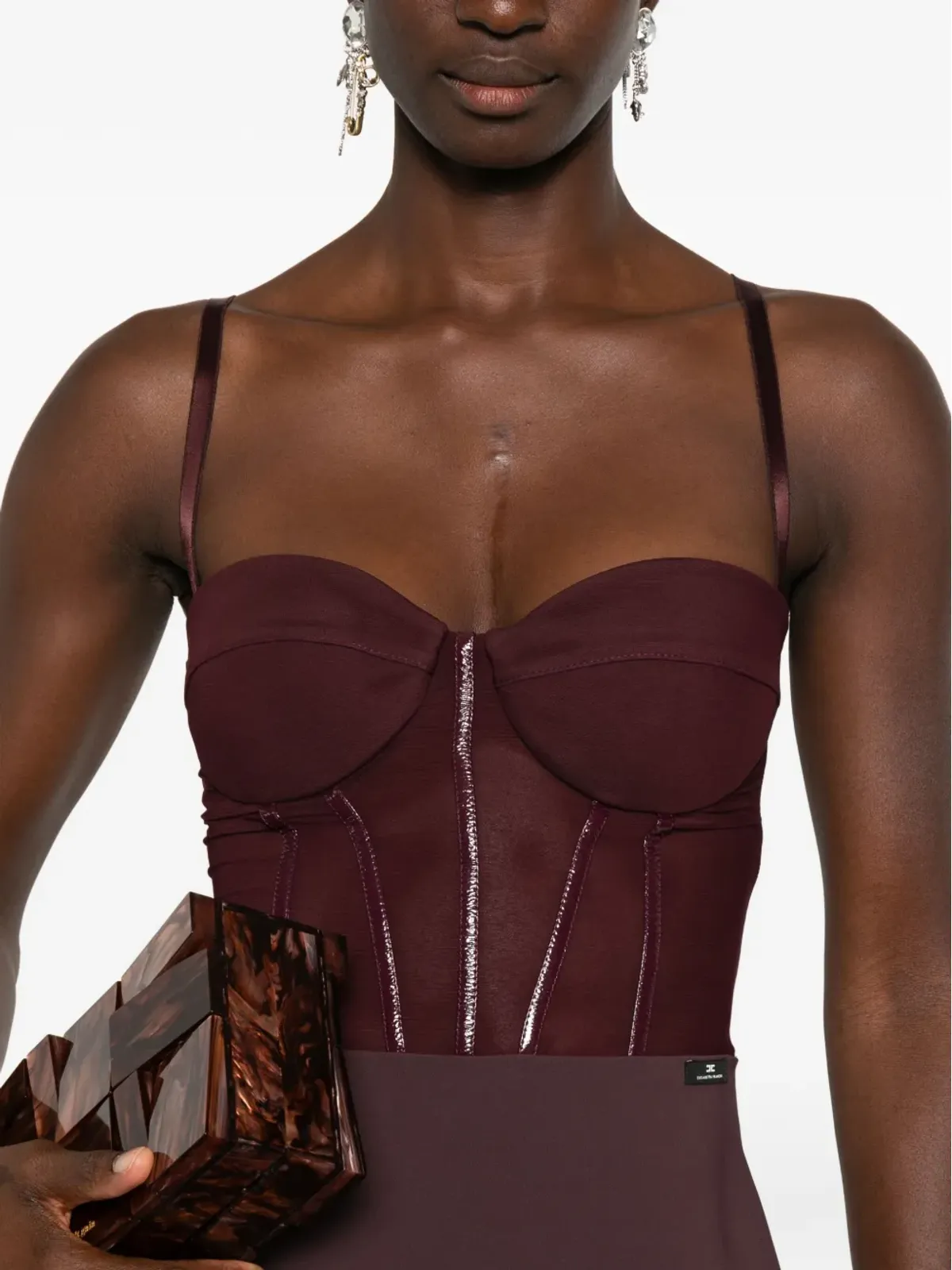 Elisabetta Franchi embellished-corset maxi dress - Red - 画像5