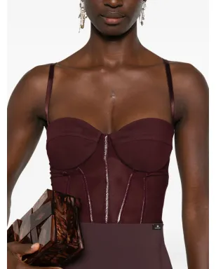 Elisabetta Franchi embellished-corset maxi dress - Red - サムネイル5