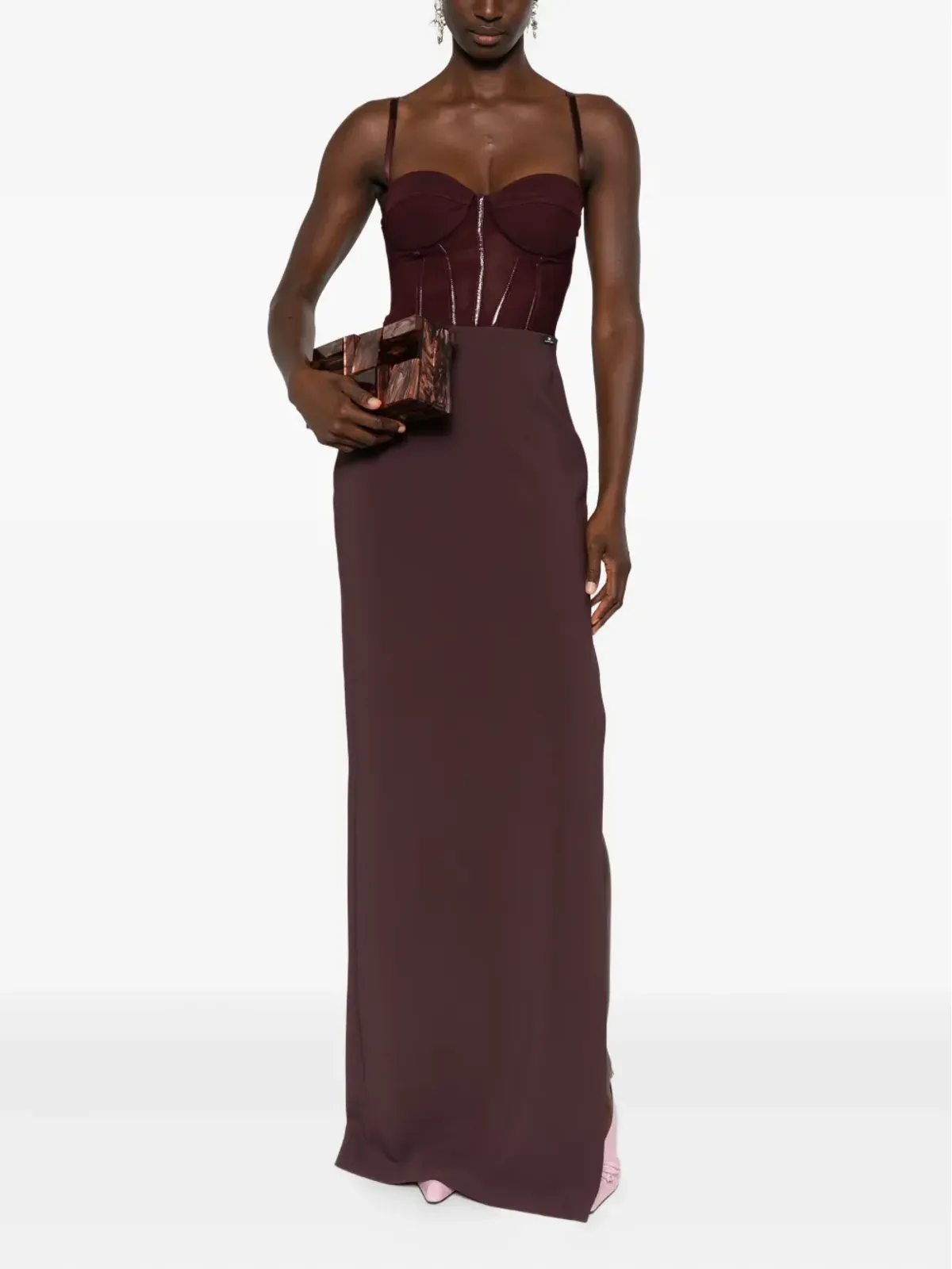 Elisabetta Franchi embellished-corset maxi dress - Red - 画像2